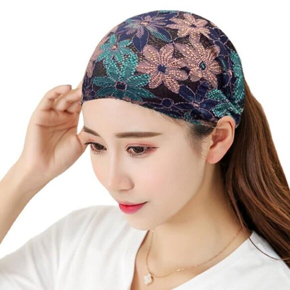 4 Pack Lace Elastic Headbands Women Girls Teens Floral Hairbands for Fashion main image 5